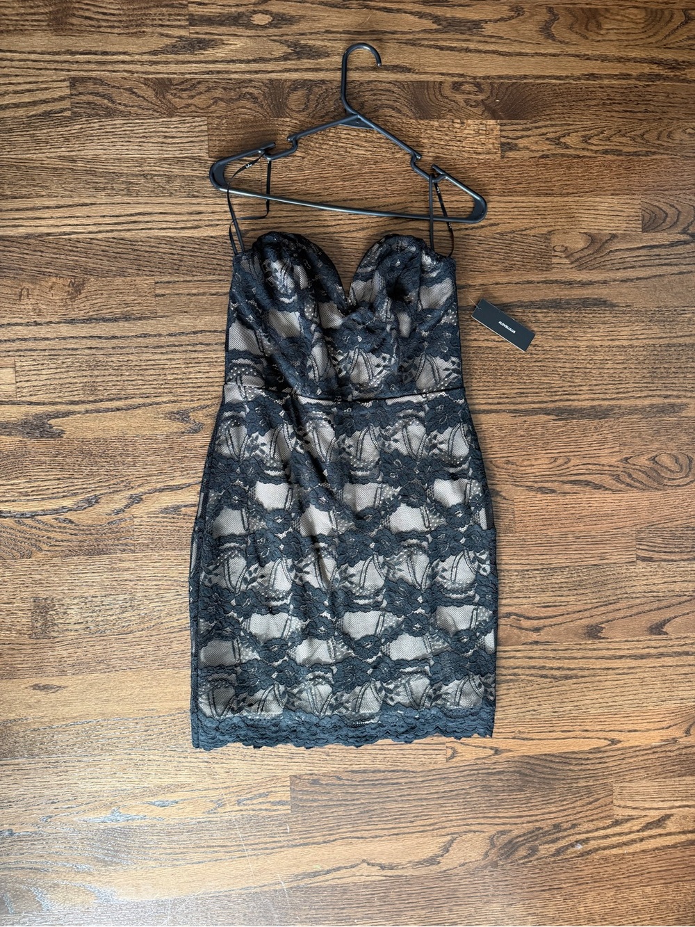 Black and tan lace dress